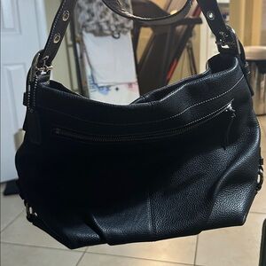 Black Vintage Coach Leather Shoulder Bag